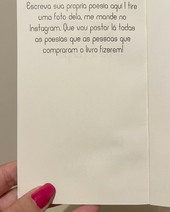 Página do livro com convite no topo e parte inferior em branco